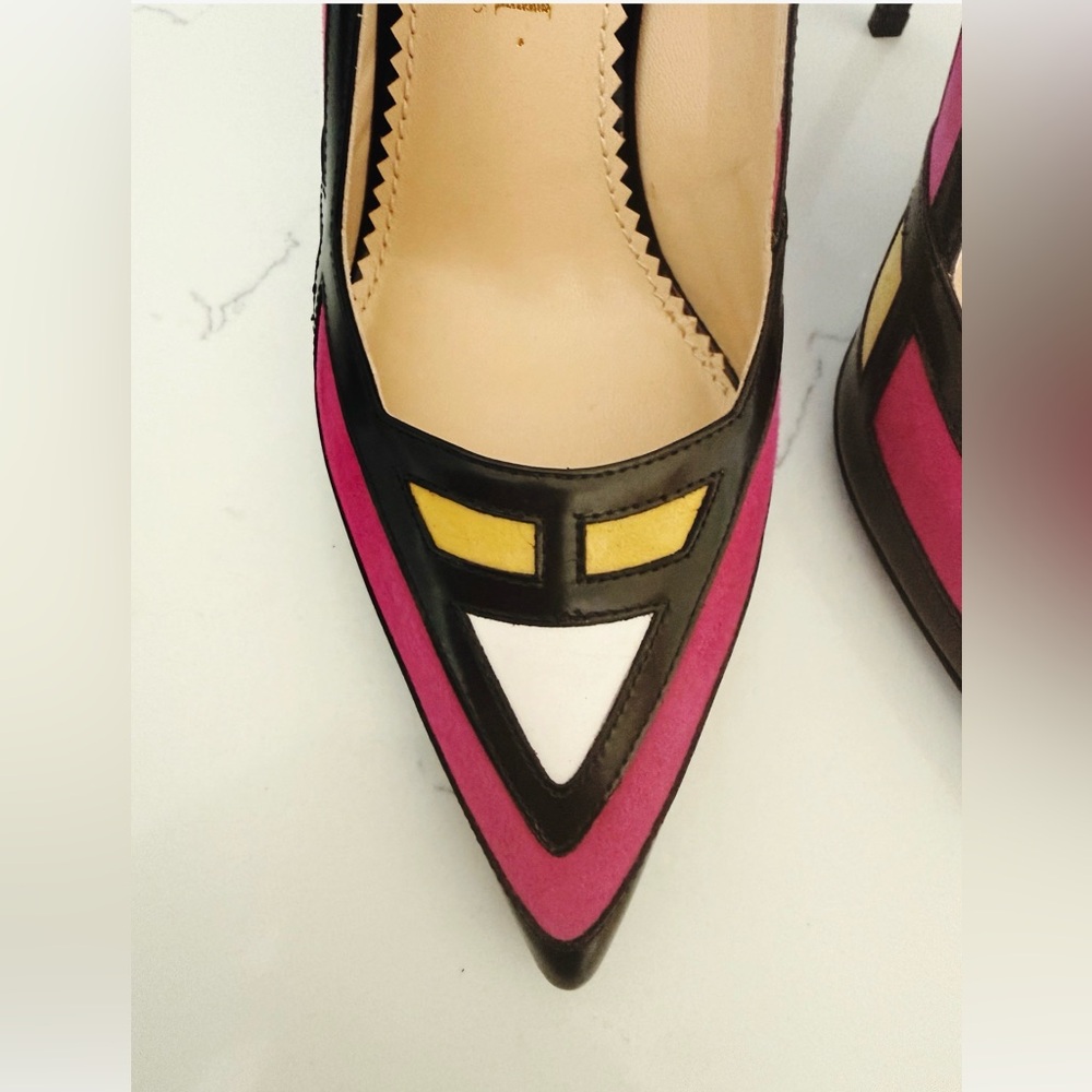 APERLAI Paris Pink and Black Women's Heels - Picture 3 of 6